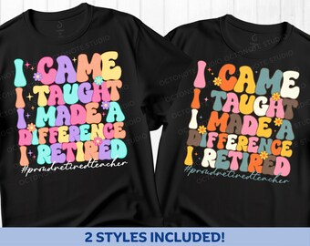 Preppy Retired Teacher PNG: Retro Retirement Gift (Digital Download)