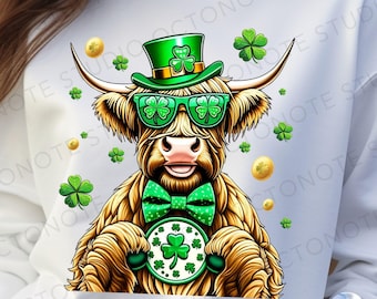 Highland Cow St. Patrick's Day Png, Retro St Patricks Day PNG, Coquette St Patty's Day png, Lucky PNG, St Patricks Coquette Png, Irish Png