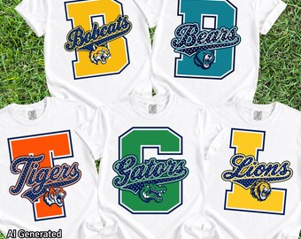 Custom Polka Dot School Mascot PNG, Retro Groovy School Team Design, Football Baseball Softball Team Png, School Spirit Png