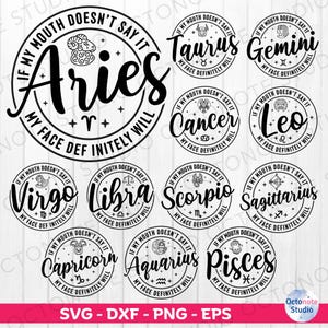 Zodiac Signs SVG Bundle: Astrology Cut Files (Digital Download)
