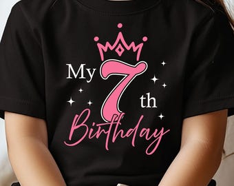 7th Birthday Princess SVG – Girl's Birthday Design (Digital Download)