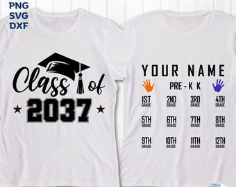 Class of 2037 SVG: Grow With Me Handprint Shirt Cut File (Digital Download)