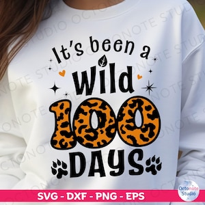 100 Days of School SVG: Leopard Print Teacher Shirt (Digital Download)