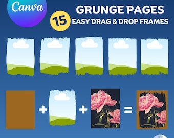 Canva Grunge Frames Bundle: Drag & Drop Page Templates (Digital Download)