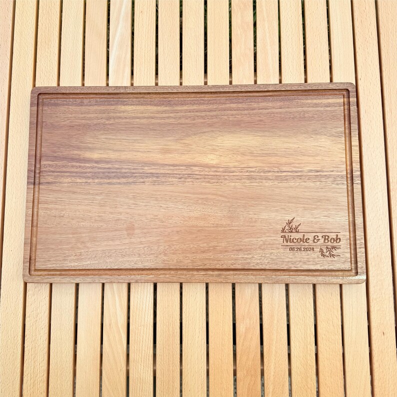 Personalized Acacia Wood Cutting Board | Engraved Charcuterie Board ...