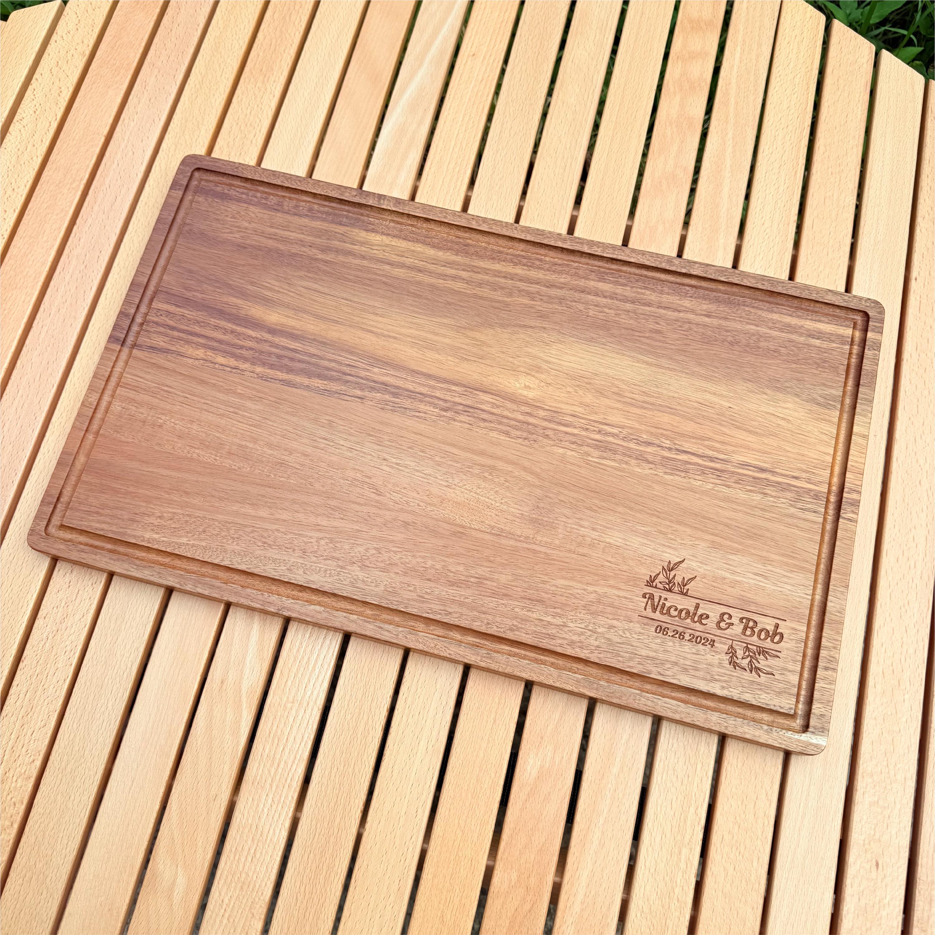 Personalized Acacia Wood Cutting Board | Engraved Charcuterie Board ...