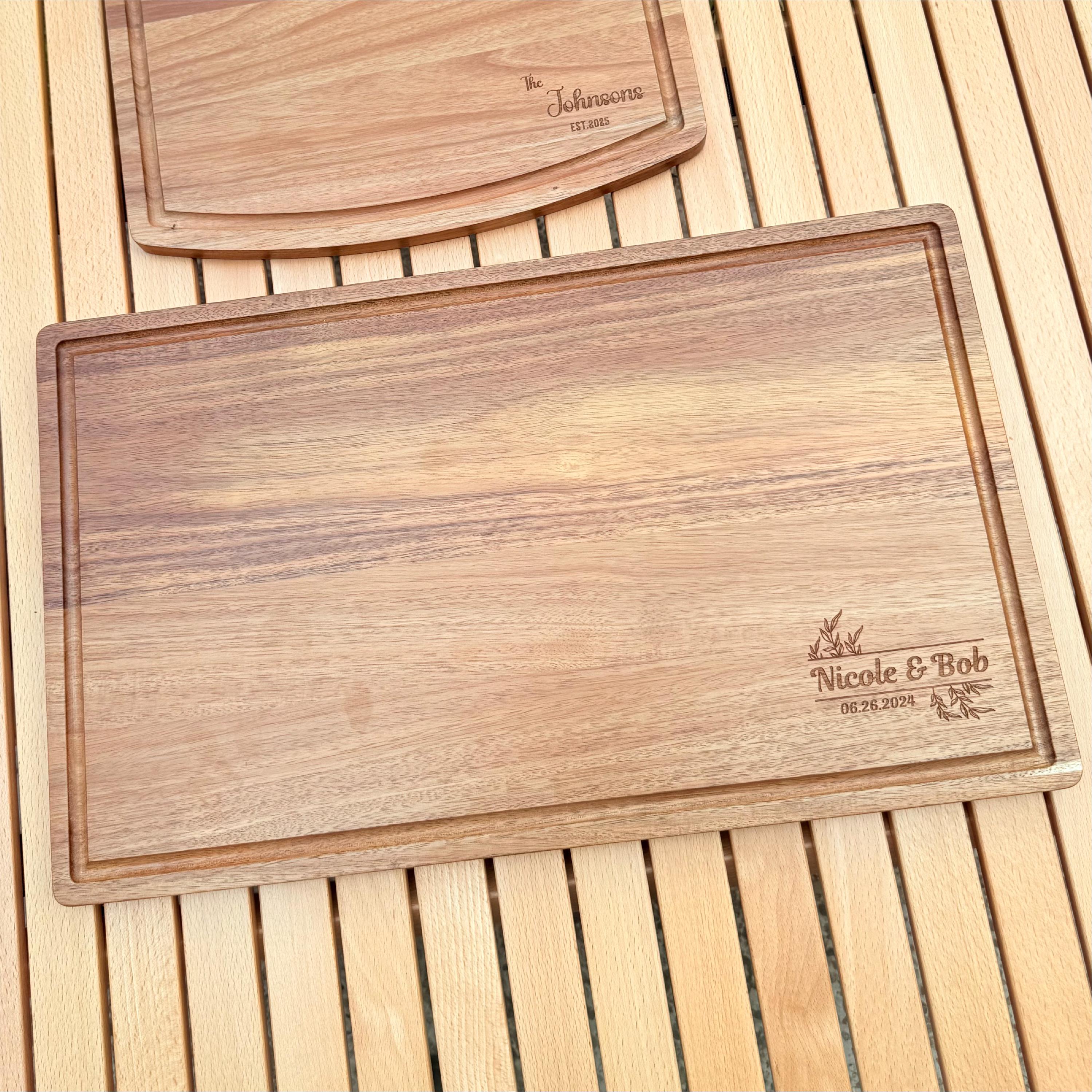 Personalized Acacia Wood Cutting Board | Engraved Charcuterie Board ...