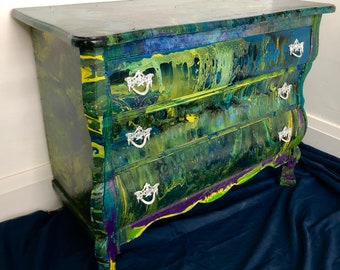 Dresser Furniture - Poured Pour Painted - Art - Artistic Furniture - Home Goods - Unique