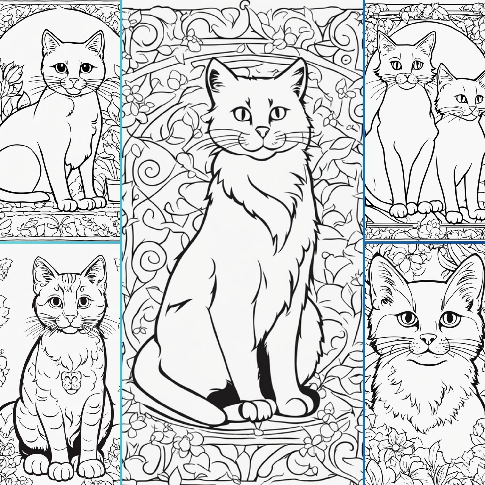 Cats Coloring Book 30 Pages, Coloring Pages for Children & Adults ...