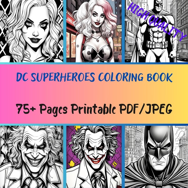 DC Comics Super Heroes Coloring Book 75+ Pages, Coloring Pages for Children & Adults - Instant Download, Printable PDF (A4 Size)