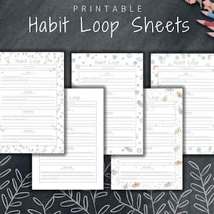 Habit Loop Worksheet Bundle | Atomic Habits Workbook Set | A5 A4 Letter | Printable Habit Template | Habit Stacking Formation Bullet Journal