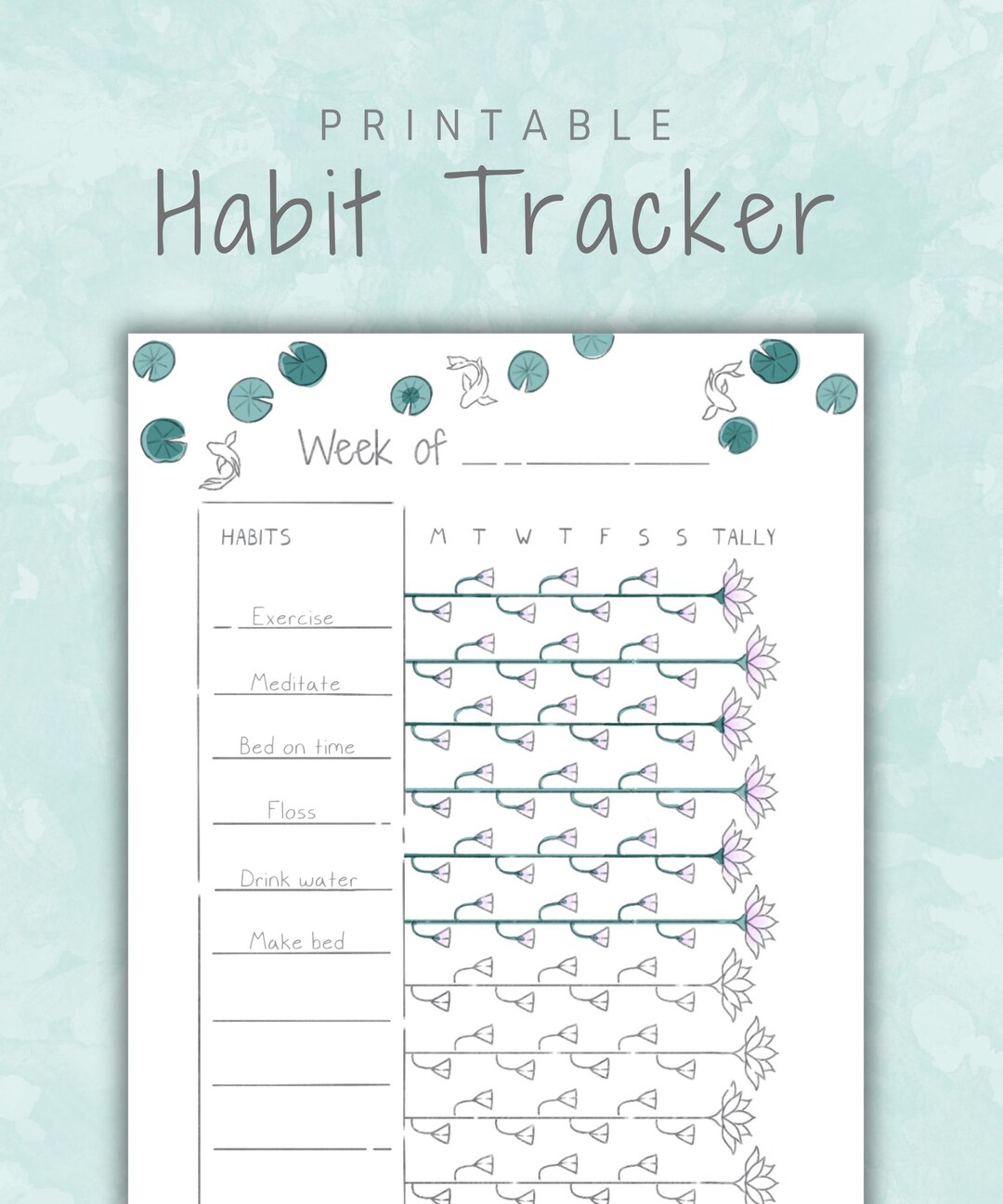 Premade Bullet Journal Habit Tracker | Digital Planner Printable ...