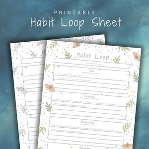 Witchy Atomic Habits Habit Loop Worksheet | Mindfulness Habit Formation Template | Colorable Bujo | Self-Improvement Habit Builder Printable