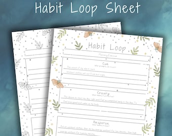 Witchy Atomic Habits Habit Loop Worksheet | Mindfulness Habit Formation Template | Colorable Bujo | Self-Improvement Habit Builder Printable