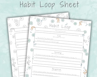 Self-Care Wellness Habit Loop Worksheet | Atomic Habits Printable for Habit Building & Behavior Change | James Clear Self-Improvement Bujo