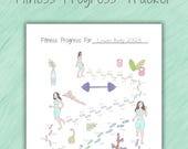 Coloring Fitness Progression Tracker Printable | Gym Log Bullet Journal Fitness | A5 A4 Letter | Gamified Level Up Weekly Fitness Tracker