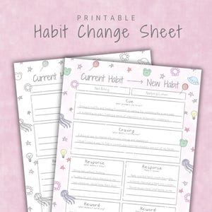 Colorable Habit Change Worksheet | Printable Habit Loop Formation | Atomic Habits Self-Improvement Template | Break Bad & Build Good Habits