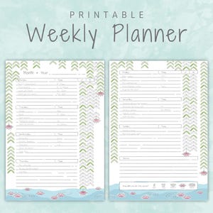 Friedliche beruhigende ruhige Geist Färbung Planer Printable | Undatierte Checkliste Wochenplaner | A5, A4, Letter | Ästhetik Bujo Planer Template
