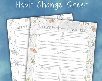 Witchy Atomic Habits Worksheet Printable | Habit Pattern Mindfulness Template | Self-Improvement Tool to Build Good Habits, Break Bad Ones