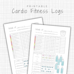 Hoja imprimible de registro semanal de entrenamiento cardiovascular / A5, A4, Carta / Planificador de entrenamiento semanal de Fitness Bujo para colorear / Diario de entrenamiento de gimnasio gamificado
