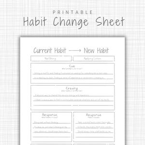 Minimalist Habit Change Worksheet | Tiny Atomic Habits Workbook Printable | Behavior Change Self-Improvement Template | A5, A4, Letter Sizes