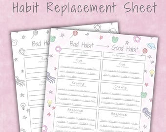 Atomic Habits Behavior Change Habit Planner For Kids | A4, A5, Letter | Mindfulness Coloring Bad Habit to Good Habit Printable Worksheet