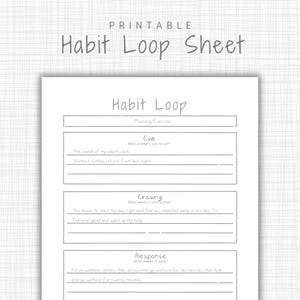 Atomic Habits Worksheet | Minimalist Habit Loop Template | Behavior Change Printable | Self-Improvement Self Change Habit Planner Workbook