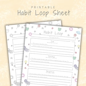 Kids Doodle Atomic Habits Worksheet | Habit Loop Worksheet | Mindfulness Habit Template | Printable Habit Planner for Building Good Habits