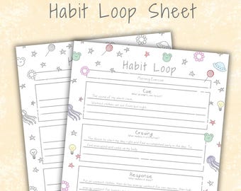 Kids Doodle Atomic Habits Worksheet | Habit Loop Worksheet | Mindfulness Habit Template | Printable Habit Planner for Building Good Habits
