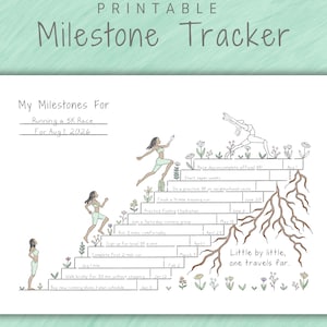 Kleurbare mijlpalen voortgangstracker afdrukbaar | A5-A4-formaat | Planner voor groeiniveau-up met gamificatie | Esthetische kleurplaat Bujo Fitness