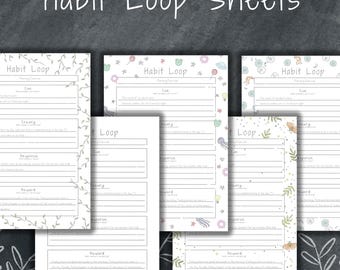 Habit Loop Worksheet Bundle | Atomic Habits Workbook Set | A5 A4 Letter | Printable Habit Template | Habit Stacking Formation Bullet Journal