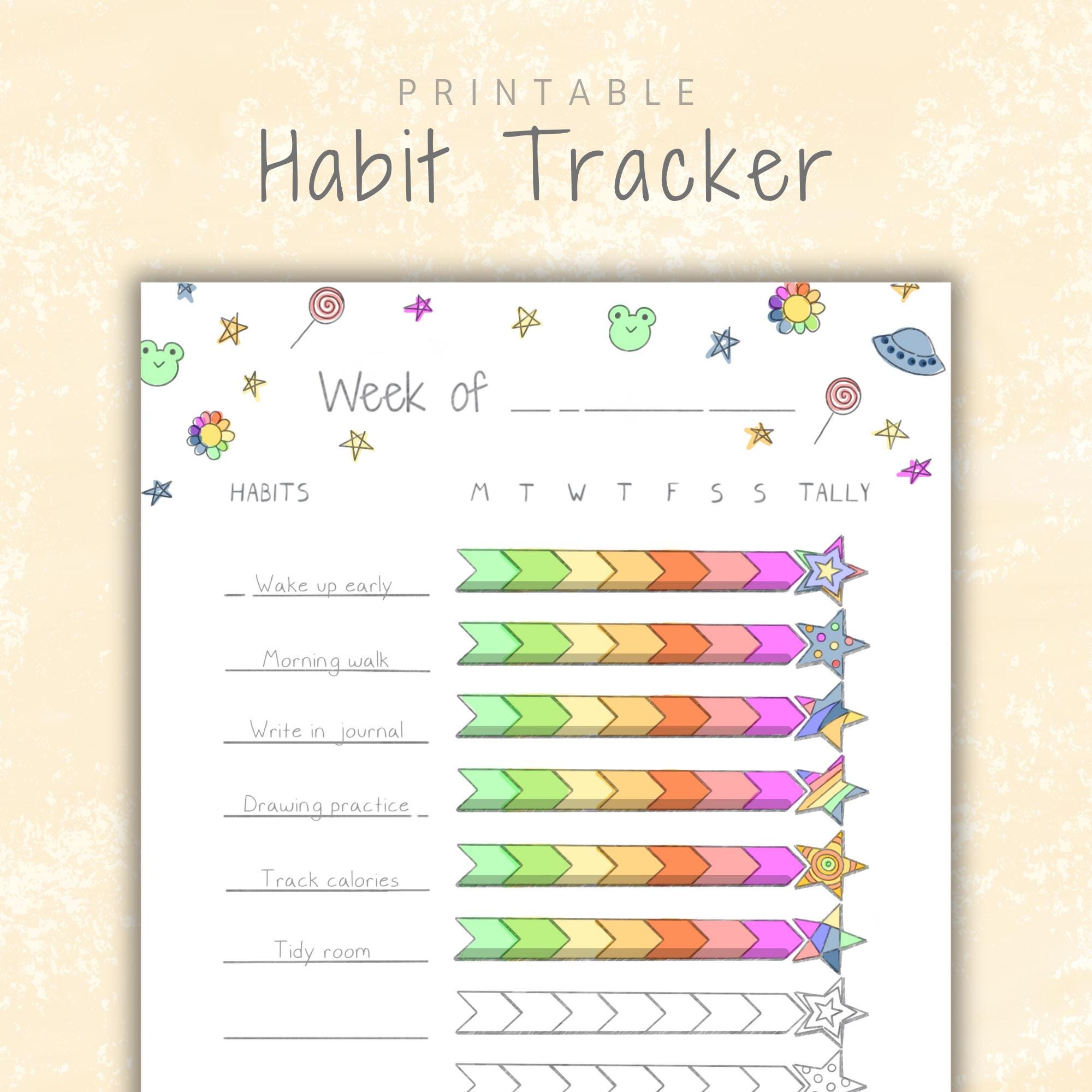 Printable Colorable Habit Tracker | Digital Bullet Journal Template ...