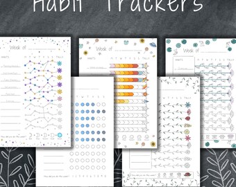 Printable Habit Tracker Set | Premade Bullet Journal | Colorable Trackers | Daily | Weekly | A5 A4 Letter | Page Inserts | Gamify Your Life
