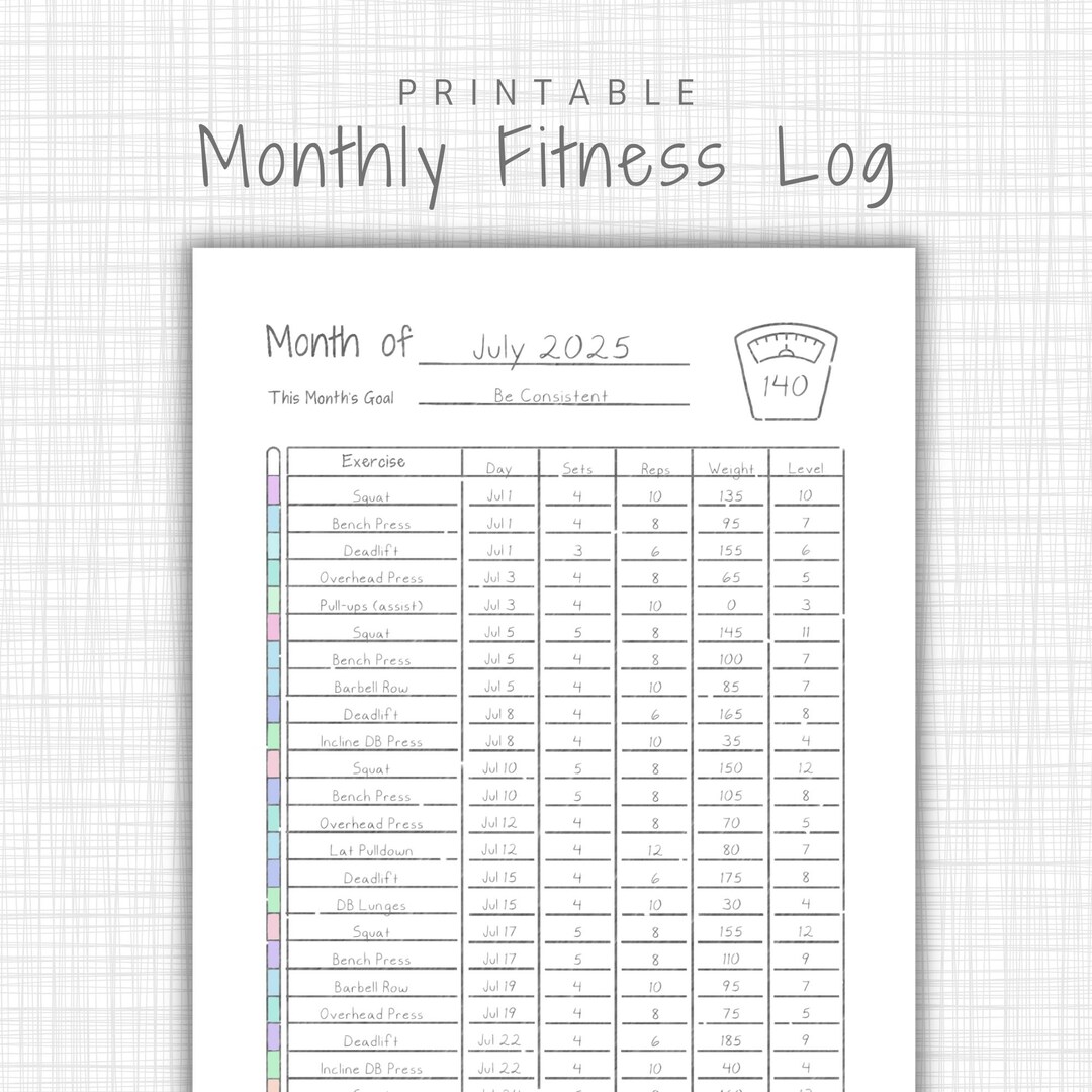 Monthly Undated Fitness Journal Printable | A5 A4 Letter | Gym Workout ...