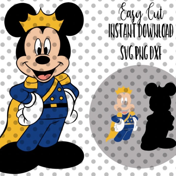 Navy Prince Mouse Clipart, SVG PNG Clip Art Files, Mouse Printable, Digital Download, Scrapbook, Transparent Background