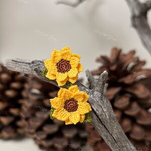 Handmade Micro Crochet Floral Earrings - Eco-Friendly, Boho Chic, Artisan Jewelry - Sunflower Stud Earrings