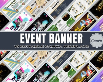 Editable Event Banner Templates: Social Media & Party Designs (Canva)