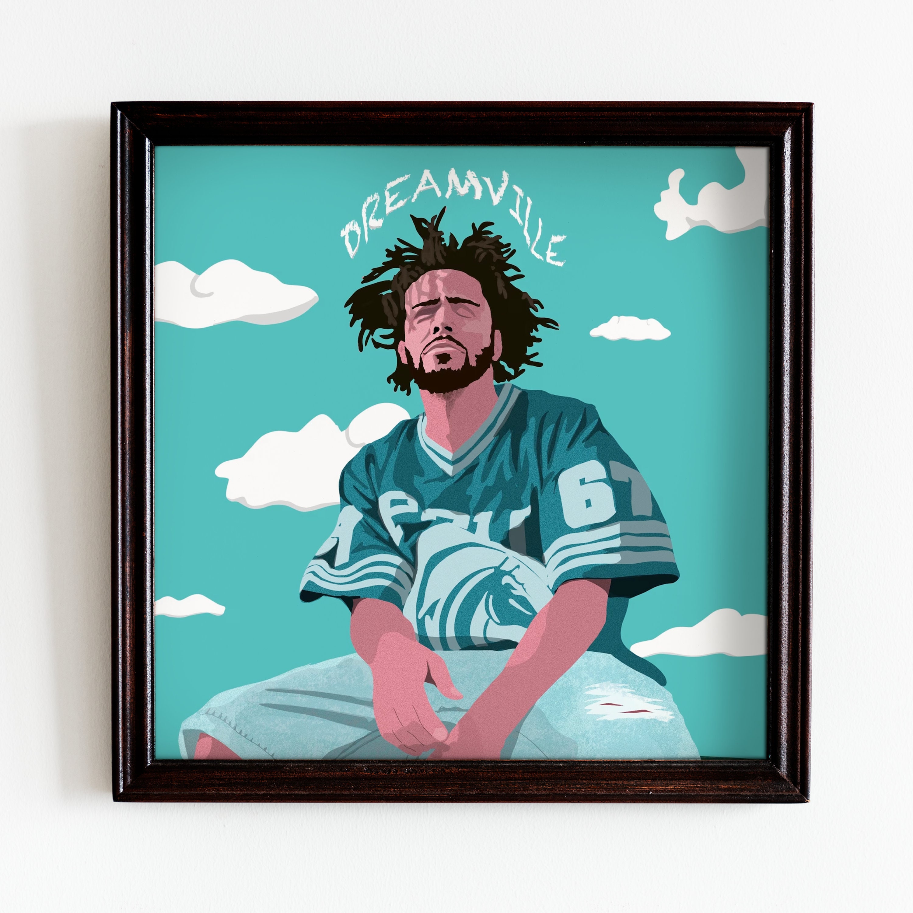 J Cole Dreamville Album Cover Portrait, Wall Art Print, Music Hiphop