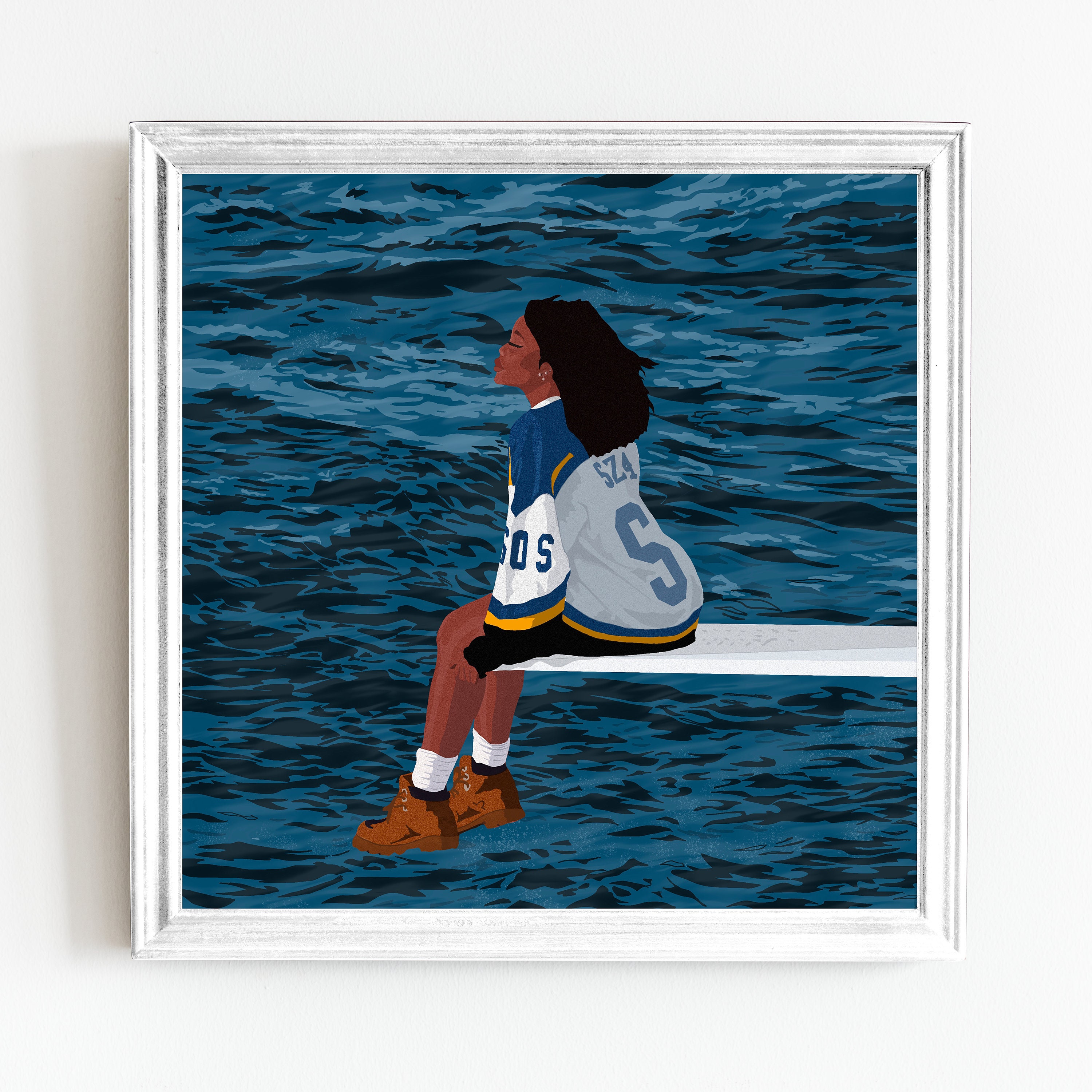 SZA SOS Album Cover, Digital Illustration Portrait, Wall Art Print