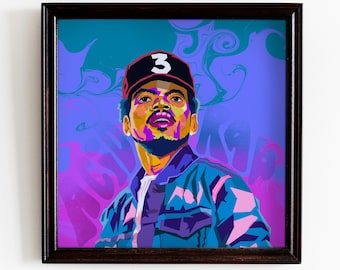 CHANCE THE RAPPER, Digital Illustration Portrait, Wall Art Print, Music Hiphop Graphic Illustration