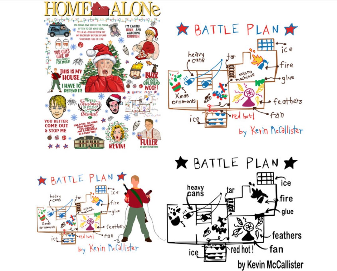 Home Alone Christmas Png Home Alone Battle Plan Map Png - Etsy