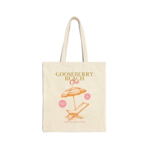 Gooseberry Beach Club Tote Bag, Vintage Newport Rhode Island Beach Tote, Rhode Island Inspired Beach Bag image 1