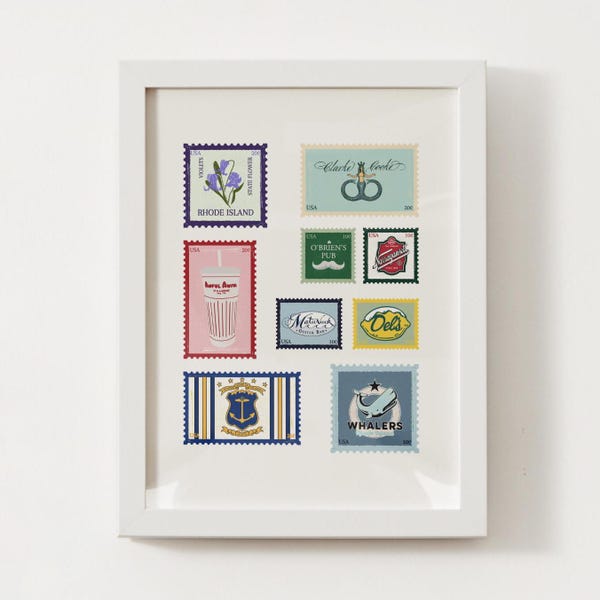 Rhode Island Postage Stamp Print; Rhode Island Wall Art Poster