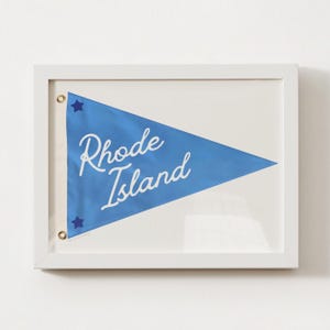 Blue Rhode Island Pennant Print; Rhode Island (URI) Wall Art Poster