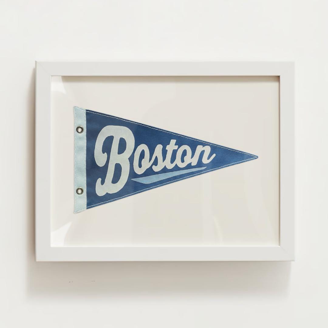Boston, MA Pennant Print; Massachusetts Wall Art Poster