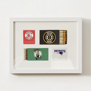 Boston, MA Sports Matchbox Print; Red Sox, Celtics, Bruins, Patriots Massachusetts Wall Art Poster