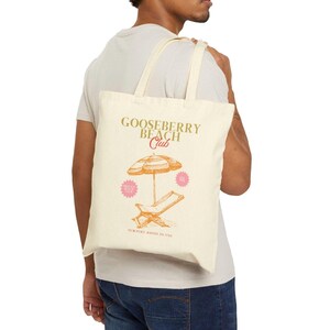 Gooseberry Beach Club Tote Bag, Vintage Newport Rhode Island Beach Tote, Rhode Island Inspired Beach Bag image 2
