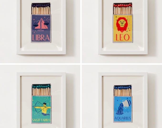 Astrology Matchbox Prints - Vintage-Inspired Zodiac Wall Art Posters