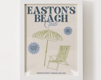 Easton's Beach 'First Beach' Middletown / Newport, RI Club Print; Rhode Island Wall Art Poster; Newport, Rhode Island Home Decor
