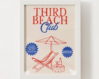 Newport / Middletown, RI Third Beach Club Print; Rhode Island Wall Art Poster